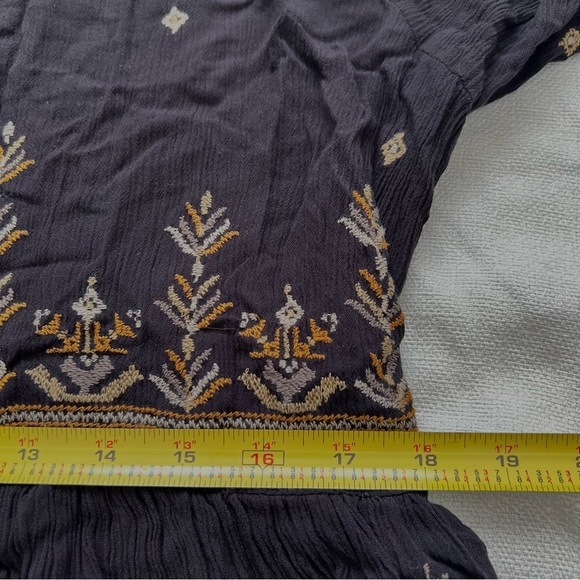 Free People Shyannez  Black Sheer Long Sleeve Western Mini Dress Size XL - Picture 8 of 10